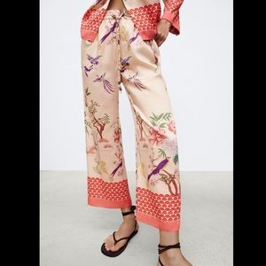 NWT Zara Printed Pajama Style Pants Multicolored Size XS